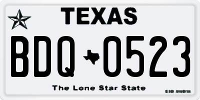 TX license plate BDQ0523