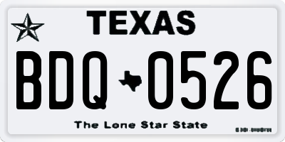 TX license plate BDQ0526