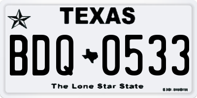 TX license plate BDQ0533