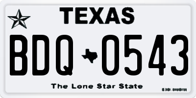 TX license plate BDQ0543