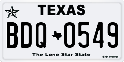 TX license plate BDQ0549