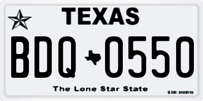 TX license plate BDQ0550