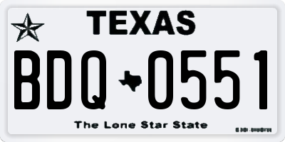 TX license plate BDQ0551