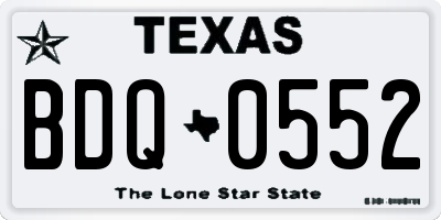 TX license plate BDQ0552