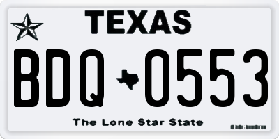 TX license plate BDQ0553