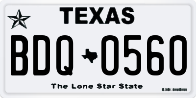 TX license plate BDQ0560