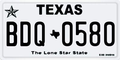 TX license plate BDQ0580