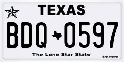TX license plate BDQ0597