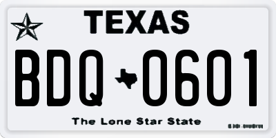 TX license plate BDQ0601