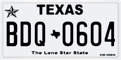 TX license plate BDQ0604
