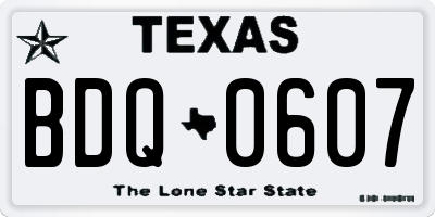 TX license plate BDQ0607