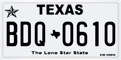TX license plate BDQ0610