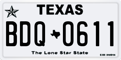 TX license plate BDQ0611