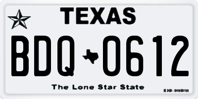 TX license plate BDQ0612