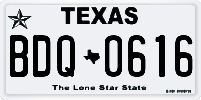 TX license plate BDQ0616