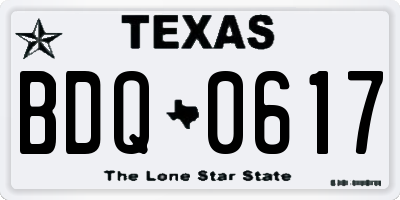 TX license plate BDQ0617