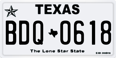 TX license plate BDQ0618