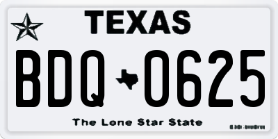 TX license plate BDQ0625