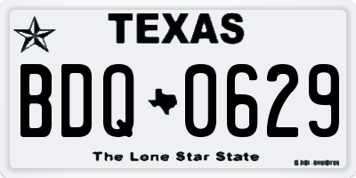 TX license plate BDQ0629