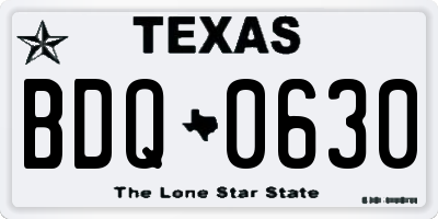 TX license plate BDQ0630