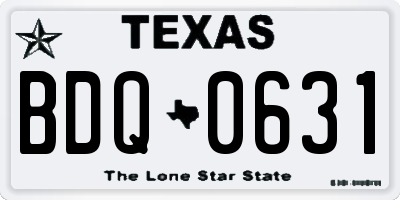 TX license plate BDQ0631