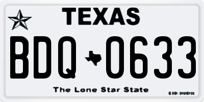 TX license plate BDQ0633