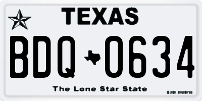 TX license plate BDQ0634