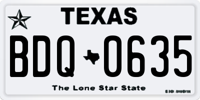 TX license plate BDQ0635
