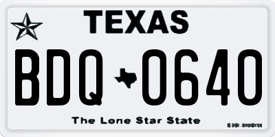 TX license plate BDQ0640
