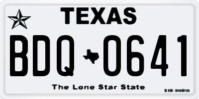TX license plate BDQ0641