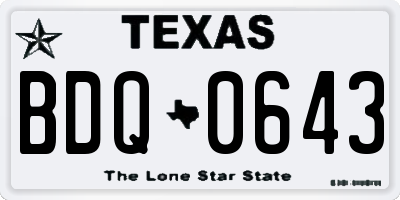 TX license plate BDQ0643