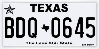 TX license plate BDQ0645