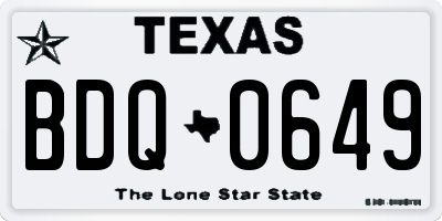 TX license plate BDQ0649