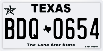 TX license plate BDQ0654