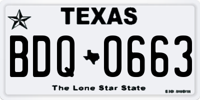 TX license plate BDQ0663