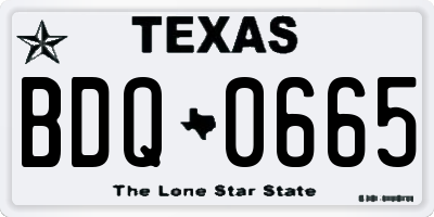 TX license plate BDQ0665