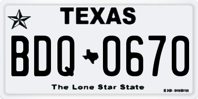 TX license plate BDQ0670