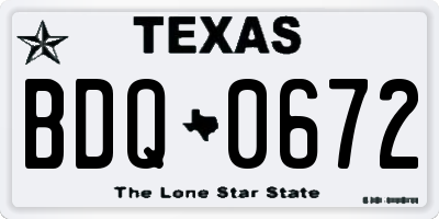 TX license plate BDQ0672