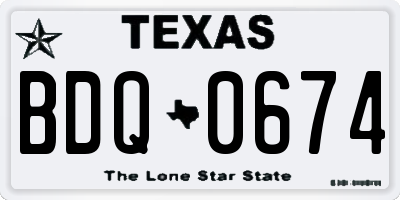 TX license plate BDQ0674