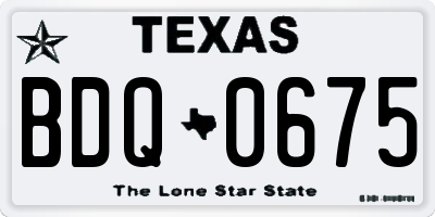 TX license plate BDQ0675