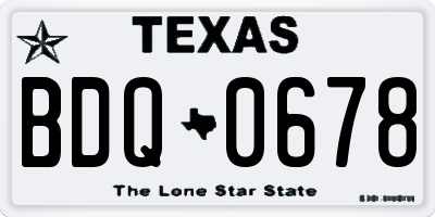 TX license plate BDQ0678
