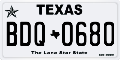 TX license plate BDQ0680