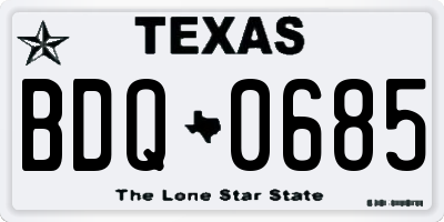 TX license plate BDQ0685
