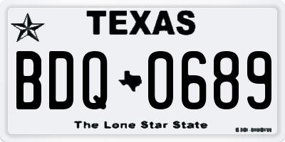 TX license plate BDQ0689