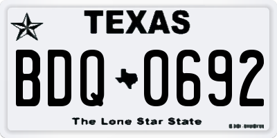 TX license plate BDQ0692