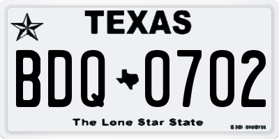 TX license plate BDQ0702