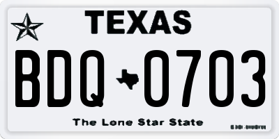 TX license plate BDQ0703
