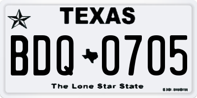 TX license plate BDQ0705