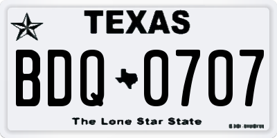 TX license plate BDQ0707