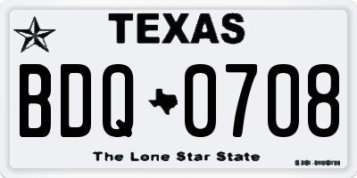 TX license plate BDQ0708